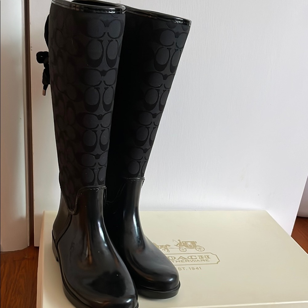 Coach Women's Tristee Black Rain Boots